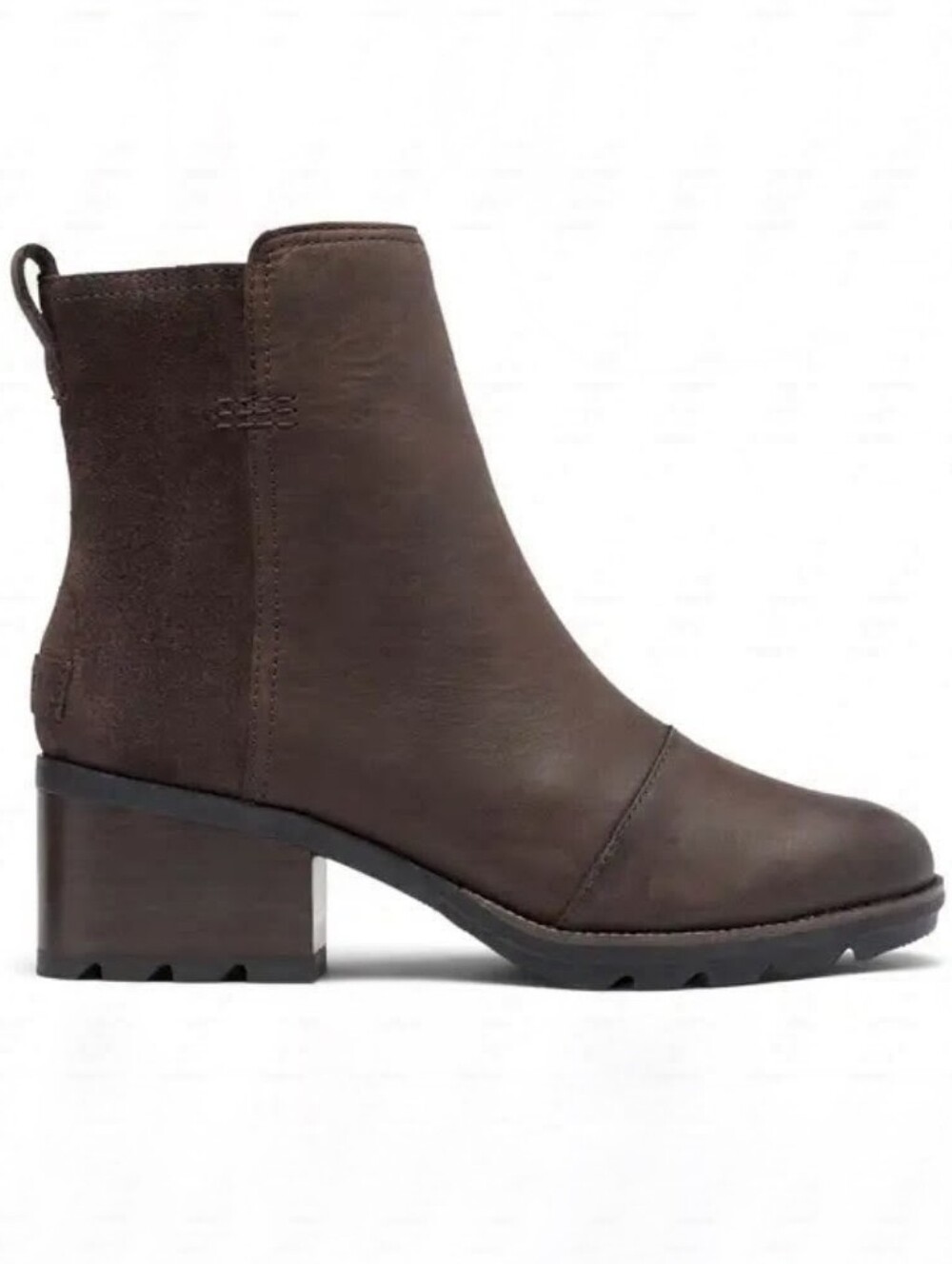 Sorel Cate Bootie Blackened Brown Waterproof Leather Block Heel Boots Sz 7